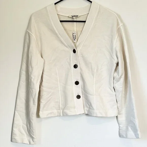 NWT Madewell Off White Darted Cardigan Sweatshirt - Size: XXS